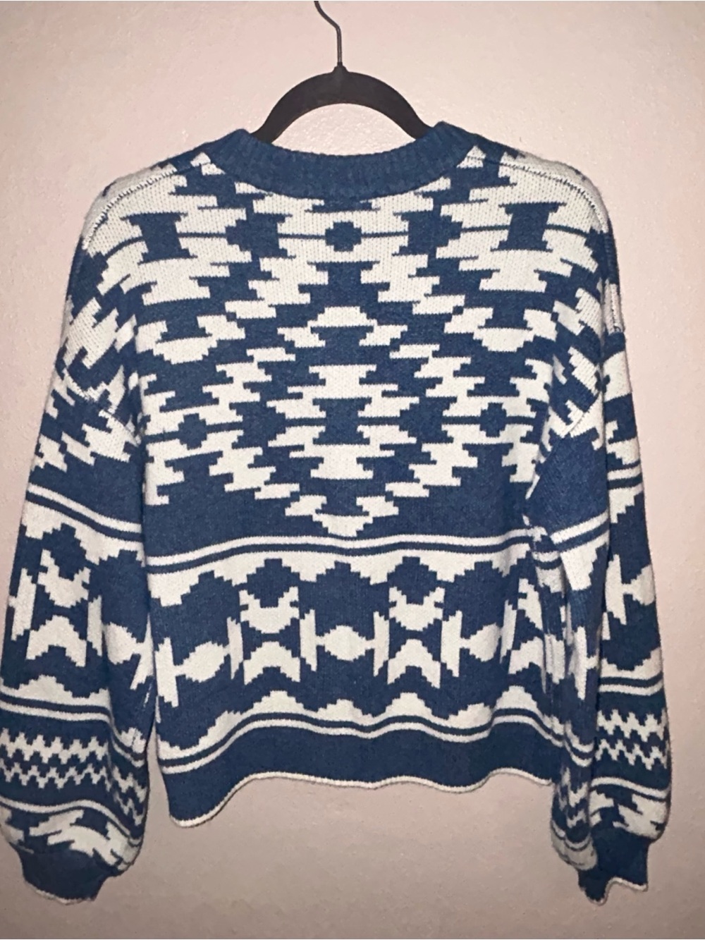 Boden Abi Jacquard aztec fair isle blue Button-Front Patterned Cardigan - Picture 4 of 6